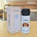 Stainless steel double drink thermos cup with cute puppy pattern 300ml portable vacuum water flask - Dog Style / Small (300ml) / Black