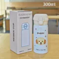 300ml Cute Puppy Insulated Water Bottle Portable Stainless Steel Vacuum Flask with Straw - Dog Style / Small (300ml) / White