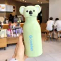 Cute koala design stainless steel vacuum insulated water bottle light green daily portable cup - 450ml / Green Koala