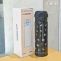Stainless steel vacuum insulated water bottle with leopard print, 450ml portable dual drink cup. - Leopard Style / Large / Black