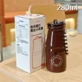 Retro vacuum insulated water bottle 280ml portable stainless steel thermos cup for women. - KH-1050 Retro Milk Bottle Style / 280ml / Brown