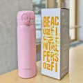Pink insulated water bottle with dual-drink lid, portable stainless steel vacuum thermos cup. - BW-1481 Style / 16oz / Pink