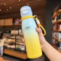 Portable gradient insulated water bottle with strap, stylish stainless steel daily tumbler. - 500ml / 2197 Series / Blue-Yellow