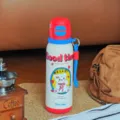 Cute cartoon stainless steel vacuum thermos with dual drinking lid and portable strap for daily use. - 500ml / 2193 Series / Red