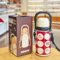 Fashion retro insulated water bottle with portable handle, stainless steel vacuum flask. - Red Polka Dot Style (YSM8730-680) / 680ML / Red
