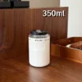 Minimalist 350ml portable stainless steel vacuum coffee cup with dual-drink lid for travel. - Large (1499) / White