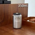 Portable mini 350ml stainless steel vacuum coffee cup with double drinking lid, silver matte. - Large (1499) / Titanium