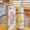 Stainless steel vacuum insulated water bottle with elegant floral pattern and strap 500ml - 500ml / Yellow Floral Style (YSM8753-500)