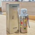 Bouteille d'eau en titane élégante tasse isotherme sous vide gobelet portable de cadeau - 360ml / Bleu (Motif à Pois)