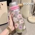 Bottiglia termica da 800ml con fantasia floreale, thermos in acciaio inossidabile. - 800ML / Rosa (800ml)
