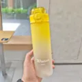 Portable frosted plastic sports water bottle 650ml outdoor fitness drink cup with gradient. - 500ml / Yellow