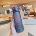 Portable frosted plastic water bottle 500ml with secure lid for outdoor sports use. - 500ml / Flip Top Direct Drink Style / Dark Blue