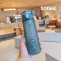 Frosted plastic sports water bottle 500ml, portable outdoor drinkware with secure locking lid. - 500ml / Flip Top Direct Drink Style / Dark Green