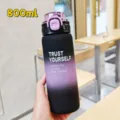 Botella de agua deportiva degradada 800ml plástico esmerilado taza portátil fitness - 800ml / Púrpura