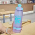 Frosted plastic sports water bottle with straw and portable design for outdoor daily use. - 950ML / Purple