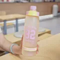 Fashion minimalist frosted plastic sports water bottle with large capacity and portable design - 950ML / Pink