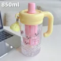 Süße 850ml Kunststoff Trinkflasche mit Strohhalm Griff und Teeeinsatz für Büro und Alltag. - 800ML / BSQ-234 Stil / Gelb