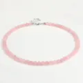 Collana di perle di quarzo rosa naturale con chiusura argentata, choker in pietra preziosa. - 4mm / Quarzo rosa