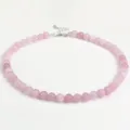 Elegante collana di perle di kunzite naturale con catena in argento per gioielli moda donna. - 6mm / Kunzite