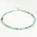 Collana di perle in pietra naturale fatta a mano catena di clavicola corta gioielli moda - 4mm / Amazonite