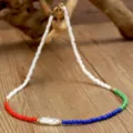 Collana di perle di conteria colorate con perla barocca, stile bohémien variante. - Stile Perline Rosso Blu Verde Bianco Con Perla Barocca (N2305-Y02)
