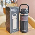 Stainless Steel Vacuum Insulated Water Bottle with Handle and Straw for Outdoor Sports - Model BW2090 / 560ml / Black