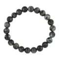 Black labradorite gemstone beaded bracelet for women, minimalist crystal round bead jewelry. - 8mm / Labradorite