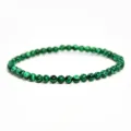 Natural malachite gemstone beaded stretch bracelet for men and women, classic green stackable jewelry. - Malachite