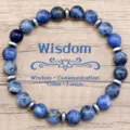 Natural gemstone beaded bracelet with metal spacer beads for women fashion everyday wear. - Blue Sodalite