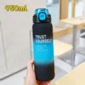 Bottiglia d'acqua sportiva sfumata 950ml grande capacità plastica opaca tazza portatile - 950ML / Blu