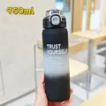 Grande capacità 950ml borraccia sportiva sfumata smerigliata tazza di plastica portatile - 950ML / Grigio