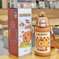 Χαριτωμένο θερμός νερού Capybara 550ml με καπάκι κινουμένων σχεδίων και φορητό ιμάντα. - 500ml / BSB-092 χαλαρό καπιμπάρα