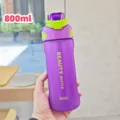 Grande e pratica borraccia sportiva in plastica da 800ml con cannuccia viola e verde. - 800-1500 ml / Viola