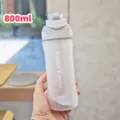 Grande capacità bottiglia d'acqua sportiva smerigliata con cannuccia e manico per il fitness all'aperto. - 800-1500 ml / Bianco