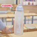 Bottiglia d'acqua sportiva grande capacità 1500ml satinata con paglia e manico per fitness. - 800-1500 ml / Bianco