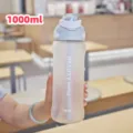 Grande borraccia sportiva opaca con cannuccia e manico per fitness all'aperto da 1000ml - 800-1500 ml / Bianco