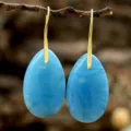 Boucles d'oreilles goutte en pierre naturelle pour femmes, elegants bijoux dores. - Cristal Bleu