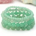 Natuurlijke groene steen kraal armband stapel, mode multi-layer elastische armband voor vrouwen. - Groene Aventurijn