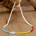 Collana di perline colorate in stile dopamina con perla barocca, girocollo bohemien. - Stile Perline Colorate Dopamina Con Perla (N2305-Y05)