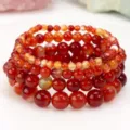 Rood agaat edelsteen kralen armbanden set, gelaagde elastische sieraden voor dames. - Gestreepte Agaat