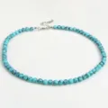 Collana girocollo con perline turchesi in stile bohémien da donna, elegante e facilmente impilabile. - Turchese venato blu