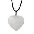 White Crystal Heart Pendant Black Cord Necklace Fashion Jewelry Gift for Women & Girls - White Crystal