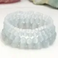 4-delige gestapelde natuurstenen kralen armband lichtblauwe kattenoog kristal sieraden voor dames - Kattenoog
