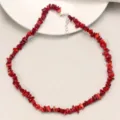 Collana girocollo con perline di pietre preziose irregolari rosse per donne stile estivo. - Corallo Rosso