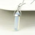 Chique natuurstenen zeshoekige pilaar hanger ketting voor vrouwen, elegant dagelijks. - Opaal