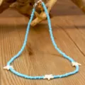 Collana di perline di semi blu con ciondolo stella marina, stile bohémien per donna. - Stile Perline Blu Con Ciondolo Stella Marina (N2312)