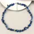 Stile vacanza irregolare blu pietra perlinato collana, estate versatile clavicola catena. - Blu Lapislazzuli