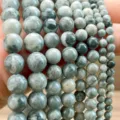 Bracciale di perle tonde in pietra naturale, gemme verdi sfuse per creazione di gioielli fai da te - P421 Pietra Paesaggio (circa 38cm)
