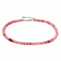 Collana di perle in pietra naturale rosa con catena di estensione argentata donna. - Pietra del Sole