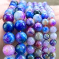 Perline tonde in pietra naturale fili di pietre preziose sfuse per accessori di gioielli DIY - P424 Cielo Stellato Viola (circa 38cm)